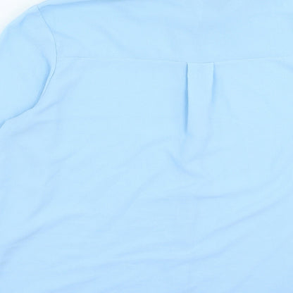 Boohoo Womens Blue Polyester Basic Button-Up Size 16 Collared
