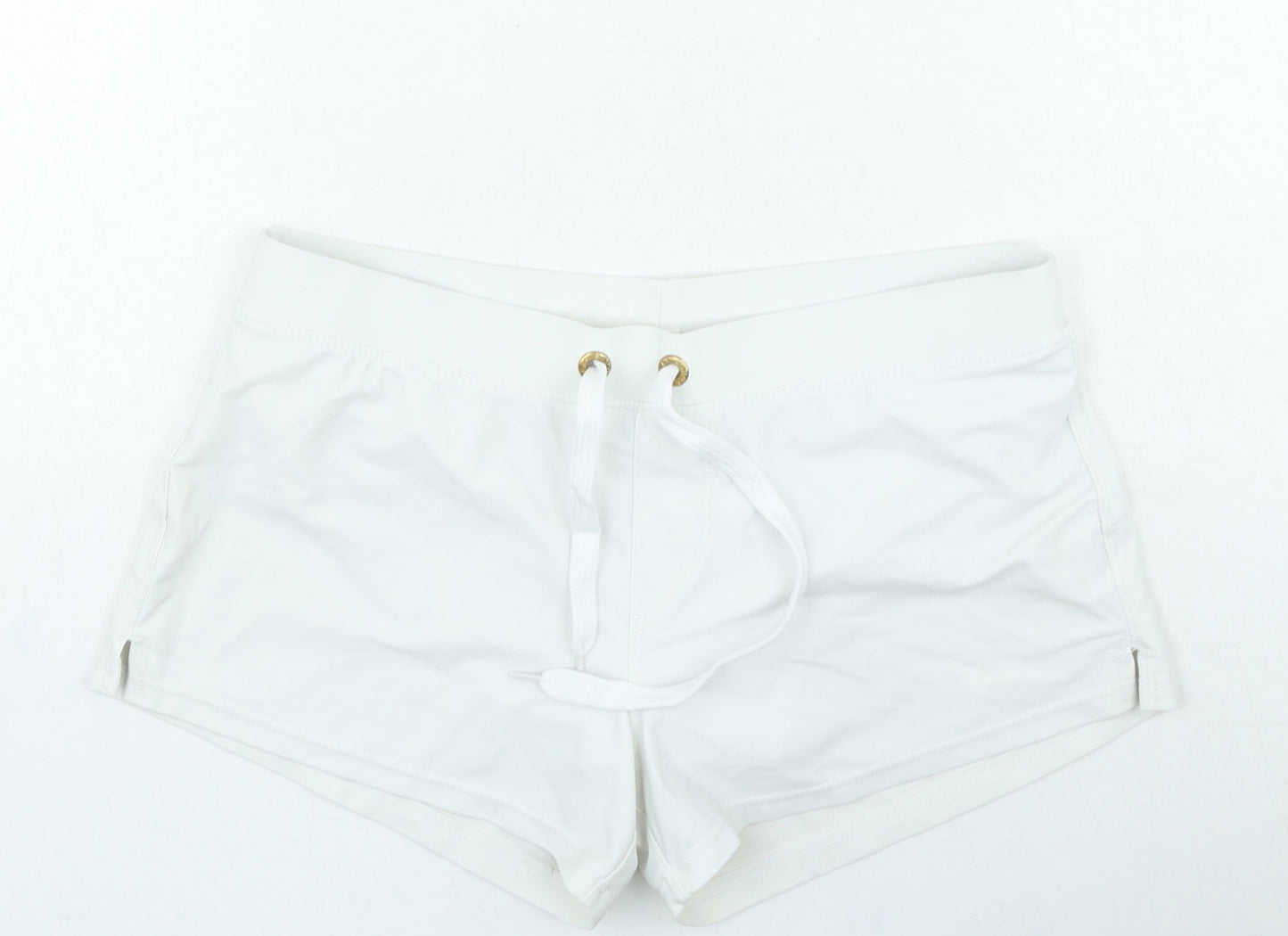 Preworn Womens White Nylon Hot Pants Shorts Size M L3 in Regular