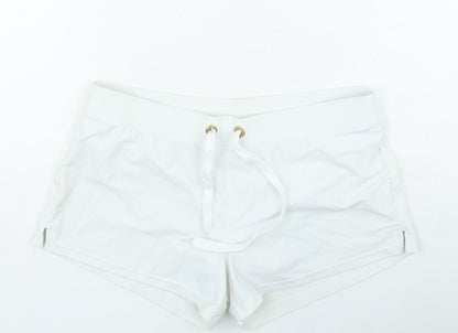 Preworn Womens White Nylon Hot Pants Shorts Size M L3 in Regular
