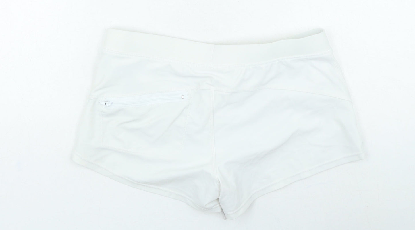 Preworn Womens White Nylon Hot Pants Shorts Size M L3 in Regular