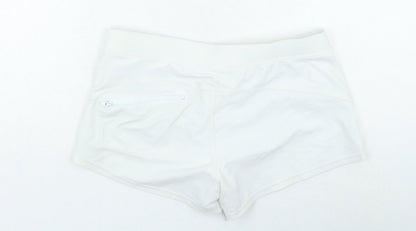 Preworn Womens White Nylon Hot Pants Shorts Size M L3 in Regular