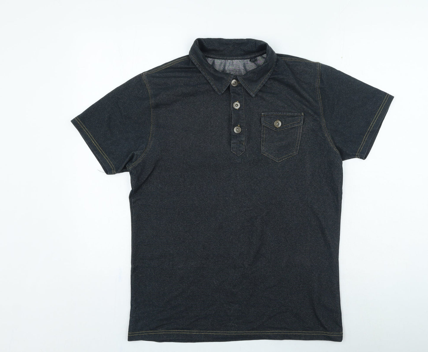 New Look Mens Blue Cotton Polo Size M Collared