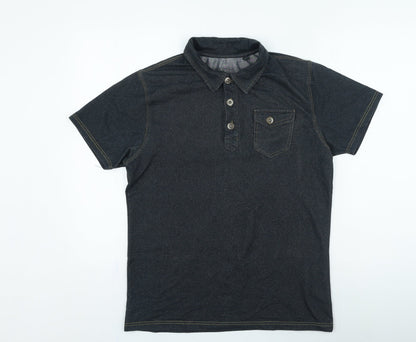 New Look Mens Blue Cotton Polo Size M Collared