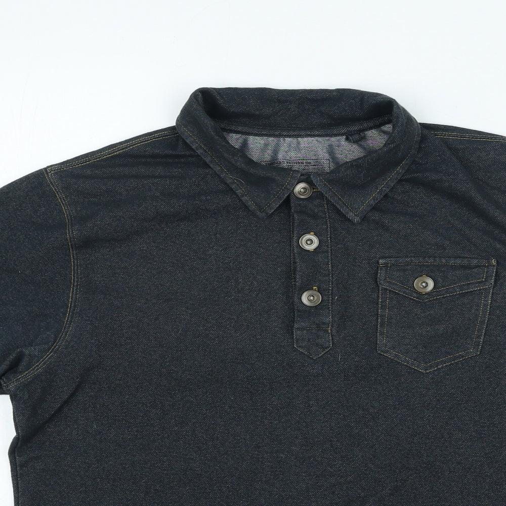 New Look Mens Blue Cotton Polo Size M Collared