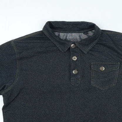 New Look Mens Blue Cotton Polo Size M Collared