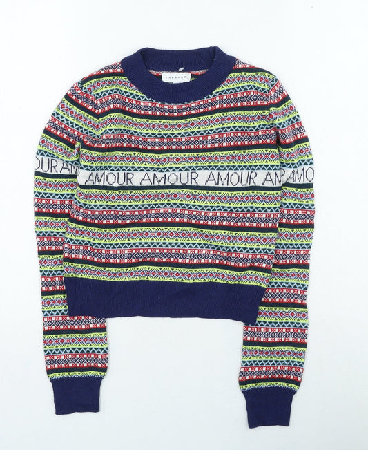Womens UK Size 8 Topshop Multicoloured Pullover Jumper