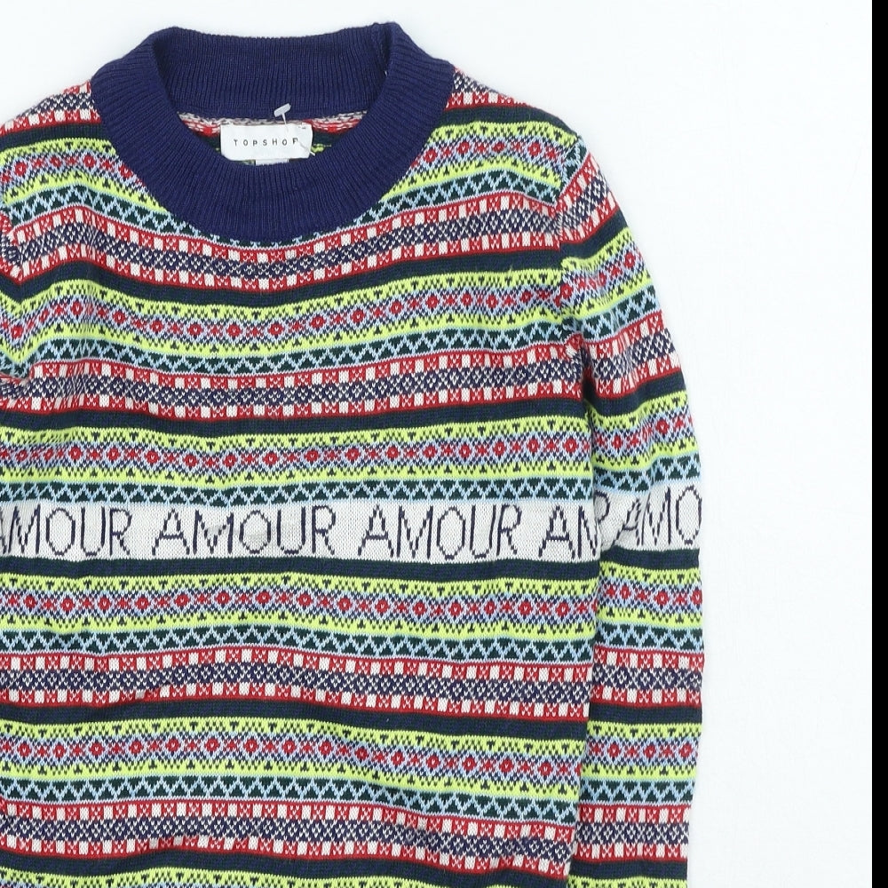 Womens UK Size 8 Topshop Multicoloured Pullover Jumper