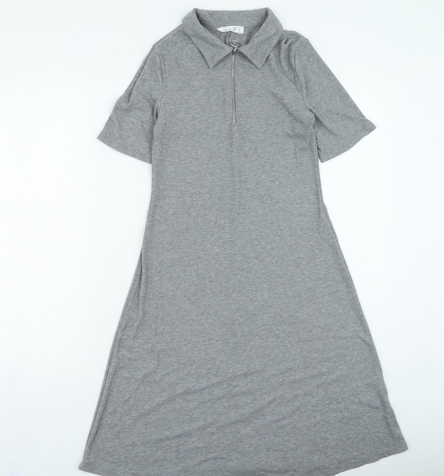 Primark Womens Grey Polyester Bodycon Size 8 Collared