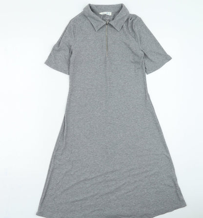 Primark Womens Grey Polyester Bodycon Size 8 Collared