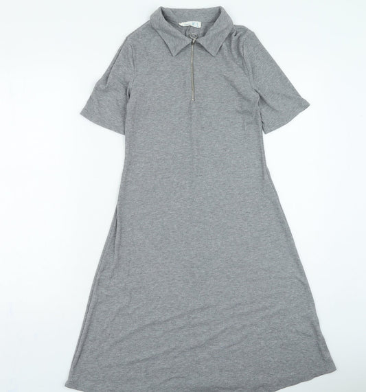 Primark Womens Grey Polyester Bodycon Size 8 Collared