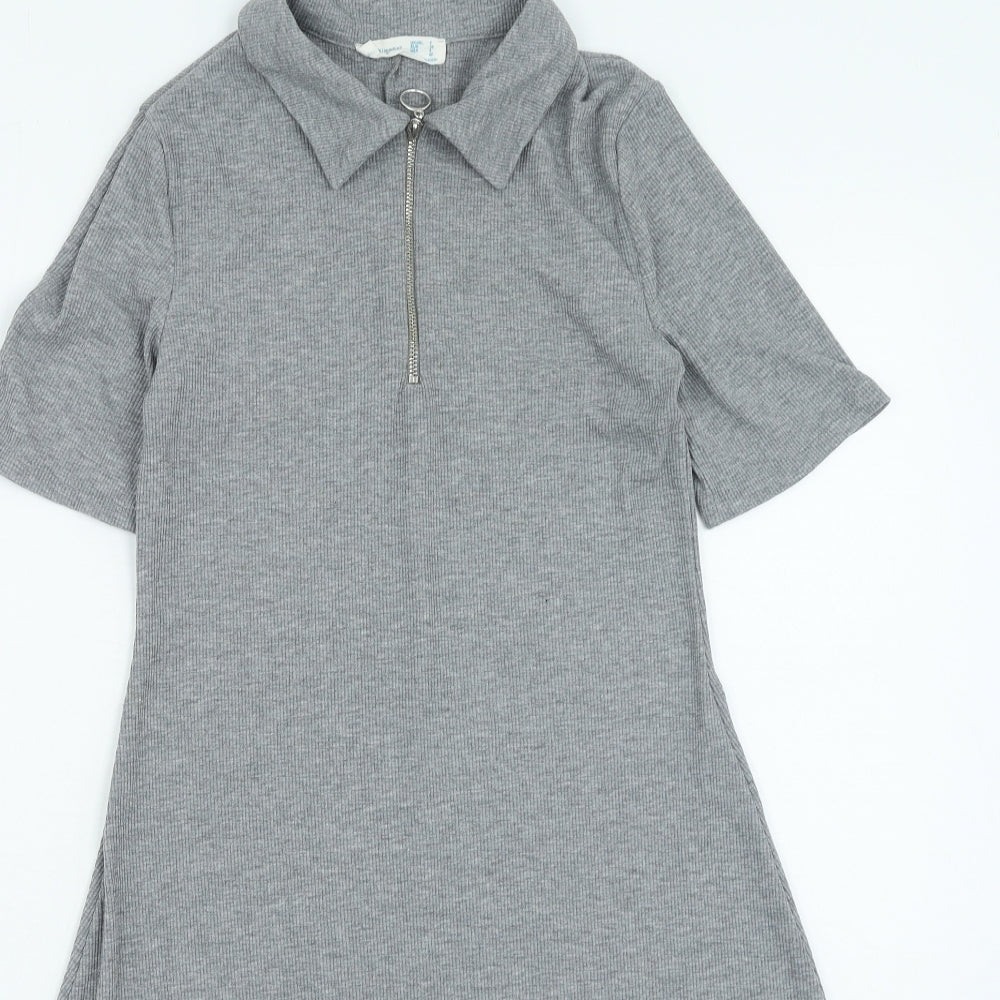 Primark Womens Grey Polyester Bodycon Size 8 Collared