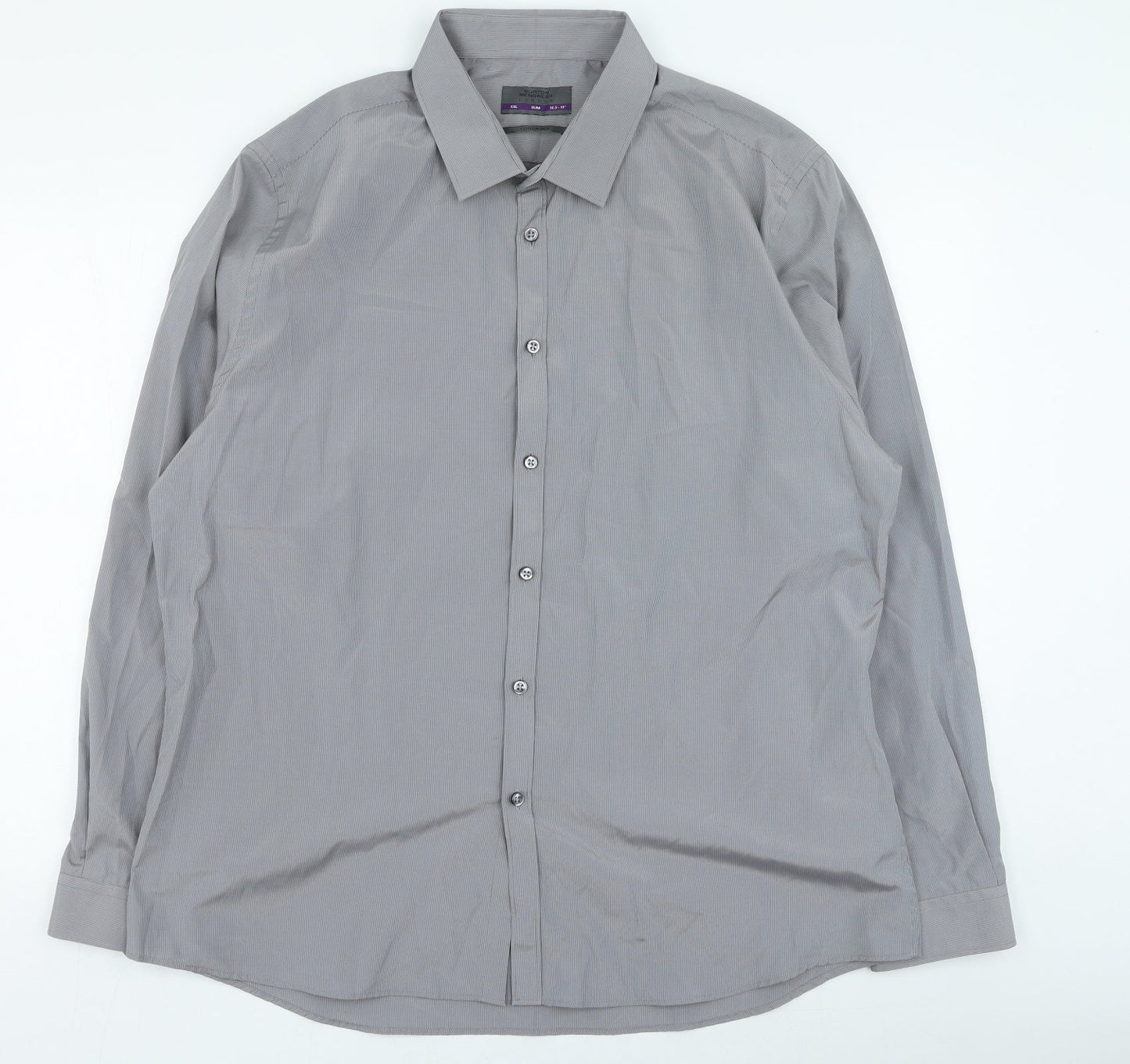 Mens UK Size 2XL Burton Grey  Button-Up Long Sleeve Casual Shirt