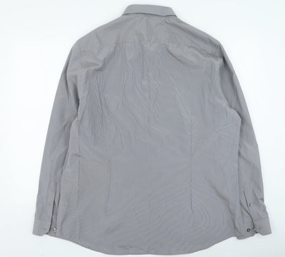 Mens UK Size 2XL Burton Grey  Button-Up Long Sleeve Casual Shirt