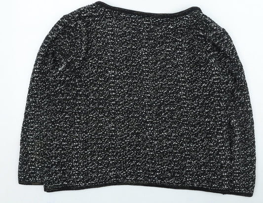 F&F Womens Black V-Neck Acrylic Cardigan Jumper Size 14