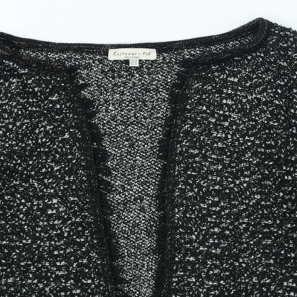 F&F Womens Black V-Neck Acrylic Cardigan Jumper Size 14