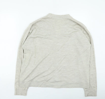Peter England Mens Beige Round Neck Acrylic Cardigan Jumper Size M