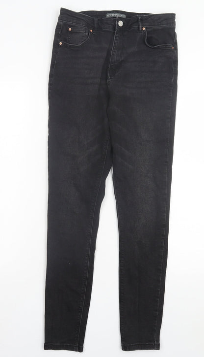 Denim & Co. Womens Black Cotton Skinny Jeans Size 14 L29 in Regular Button