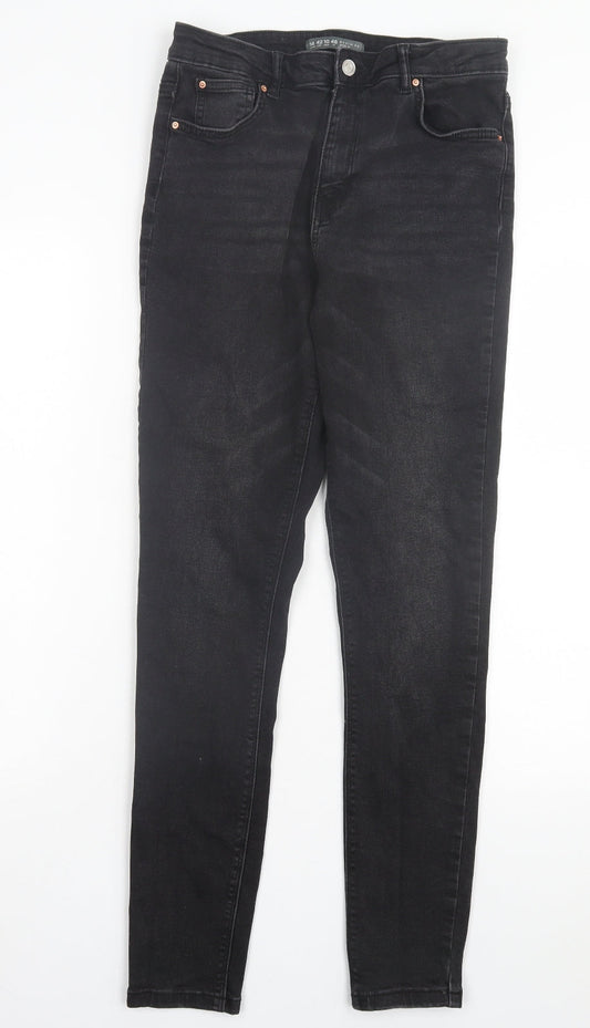 Denim & Co. Womens Black Cotton Skinny Jeans Size 14 L29 in Regular Button