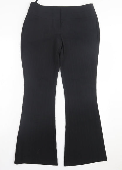 Evie Collection Womens Black Polyester Trousers Size 8 L30 in Regular Hook & Eye