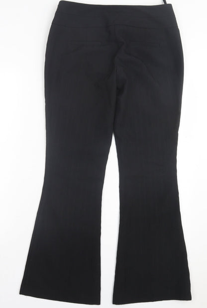 Evie Collection Womens Black Polyester Trousers Size 8 L30 in Regular Hook & Eye