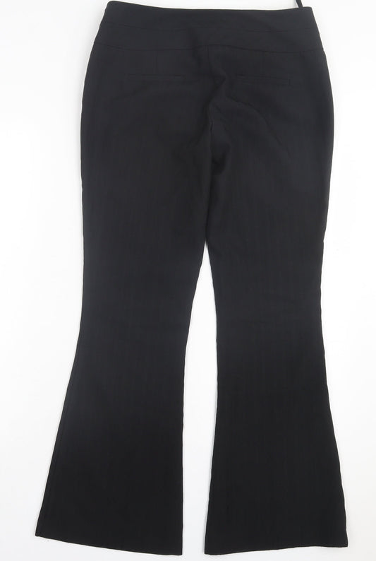 Evie Collection Womens Black Polyester Trousers Size 8 L30 in Regular Hook & Eye