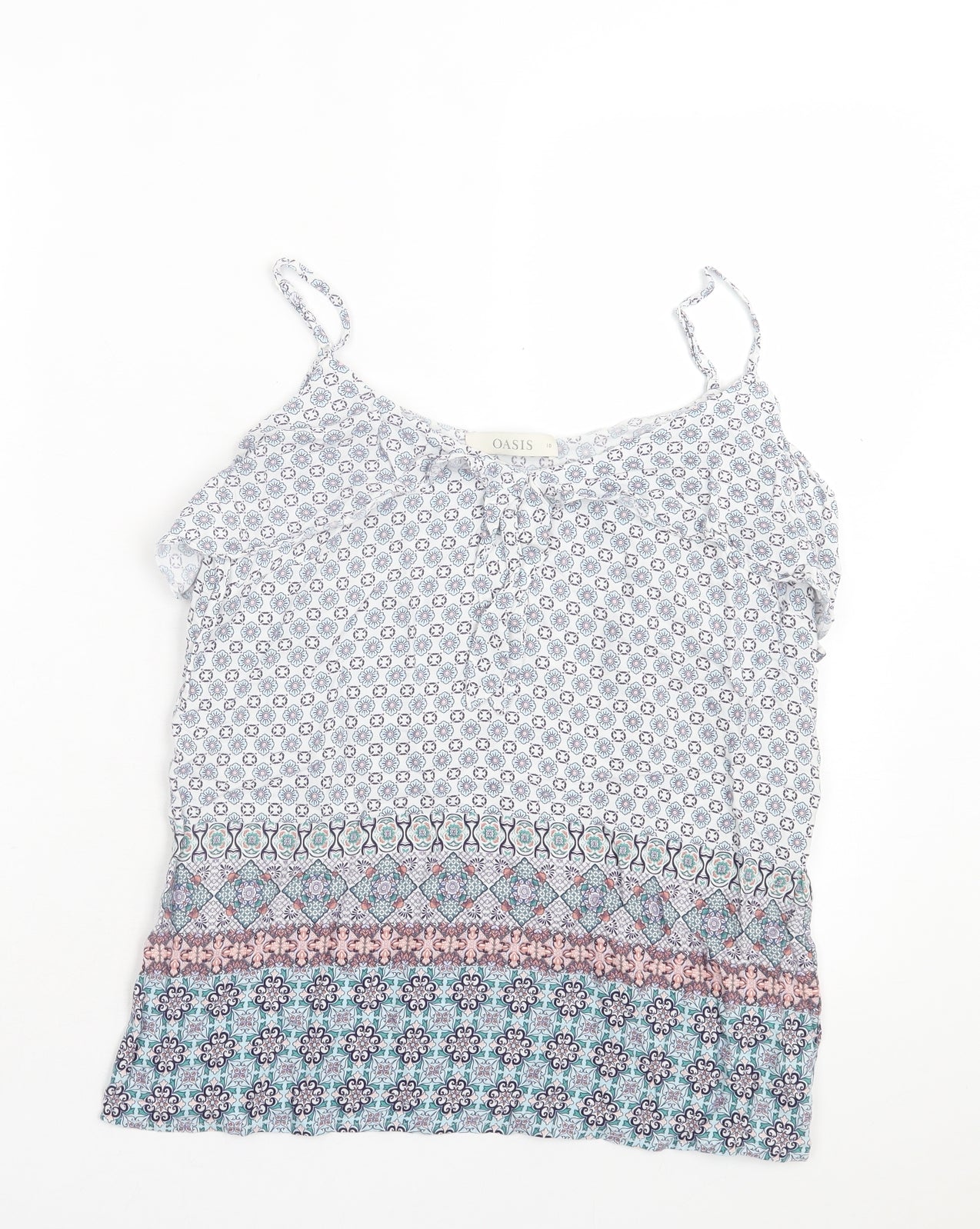 Womens UK Size 10 Oasis Multicoloured Basic T-Shirt