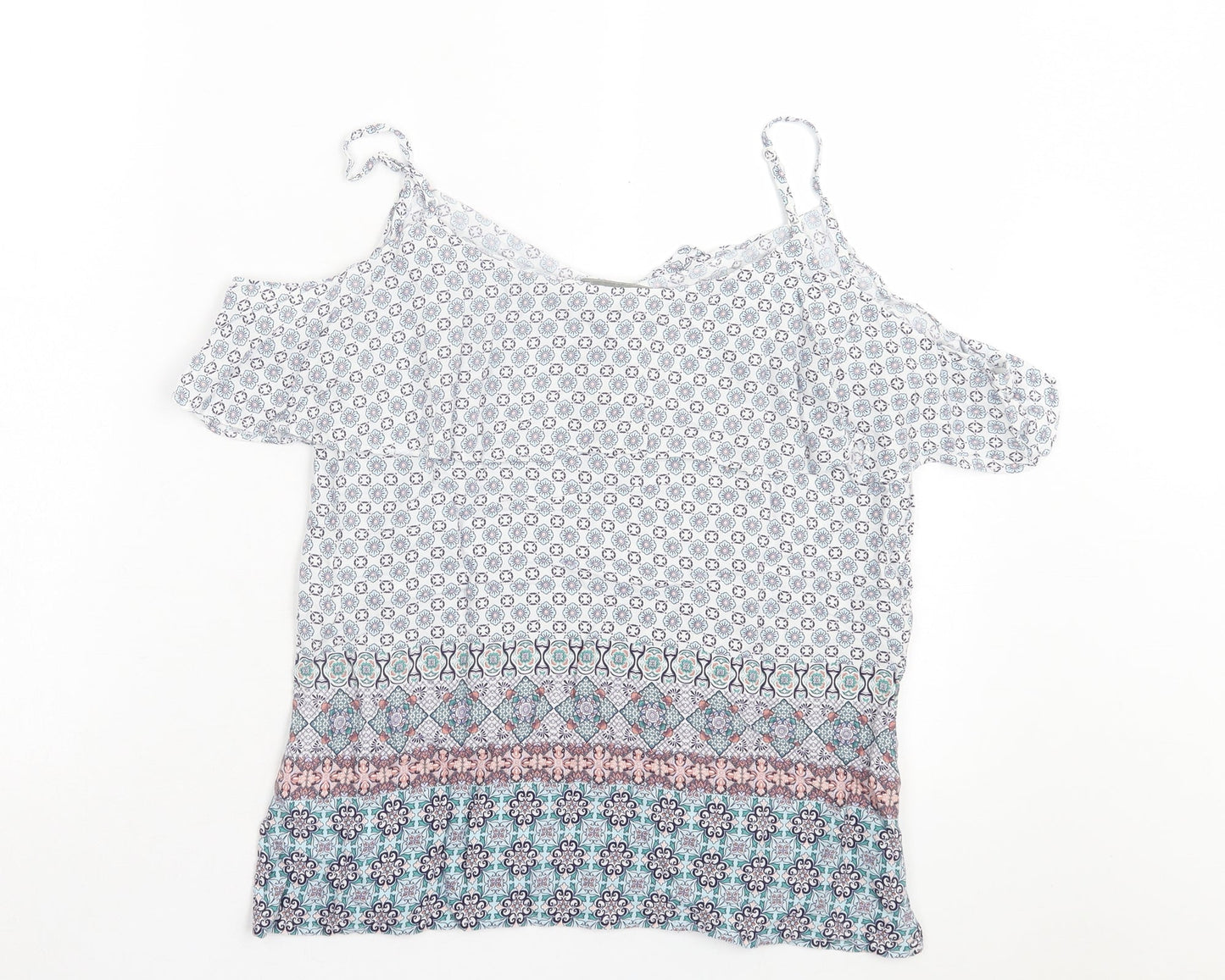 Womens UK Size 10 Oasis Multicoloured Basic T-Shirt