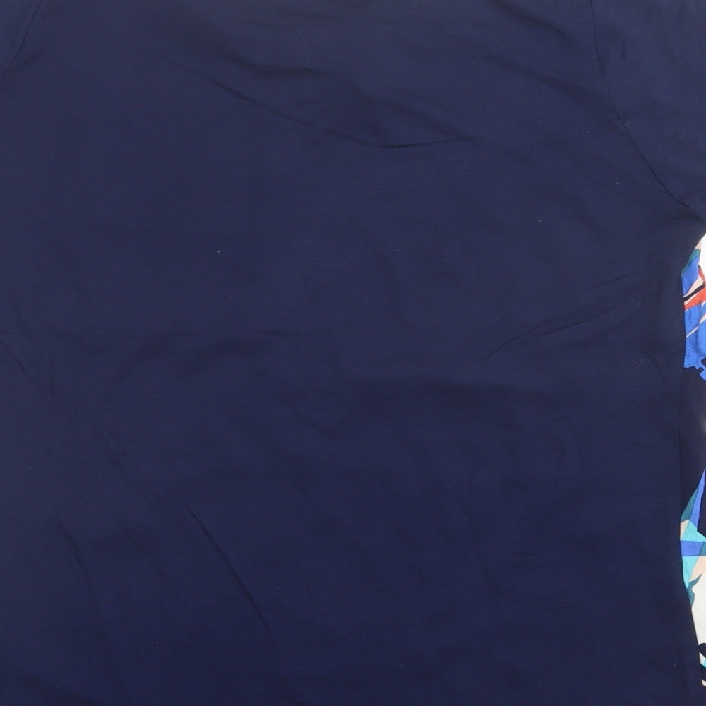 F&F Womens Blue Geometric Viscose Basic T-Shirt Size 10 V-Neck