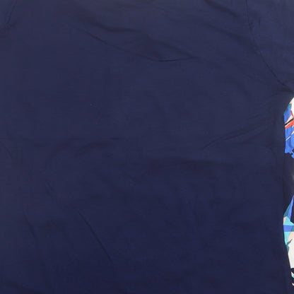 F&F Womens Blue Geometric Viscose Basic T-Shirt Size 10 V-Neck