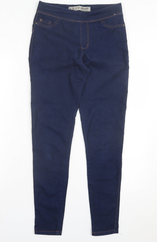 Denim & Co. Womens Blue Cotton Jegging Trousers Size 10 L30 in Regular
