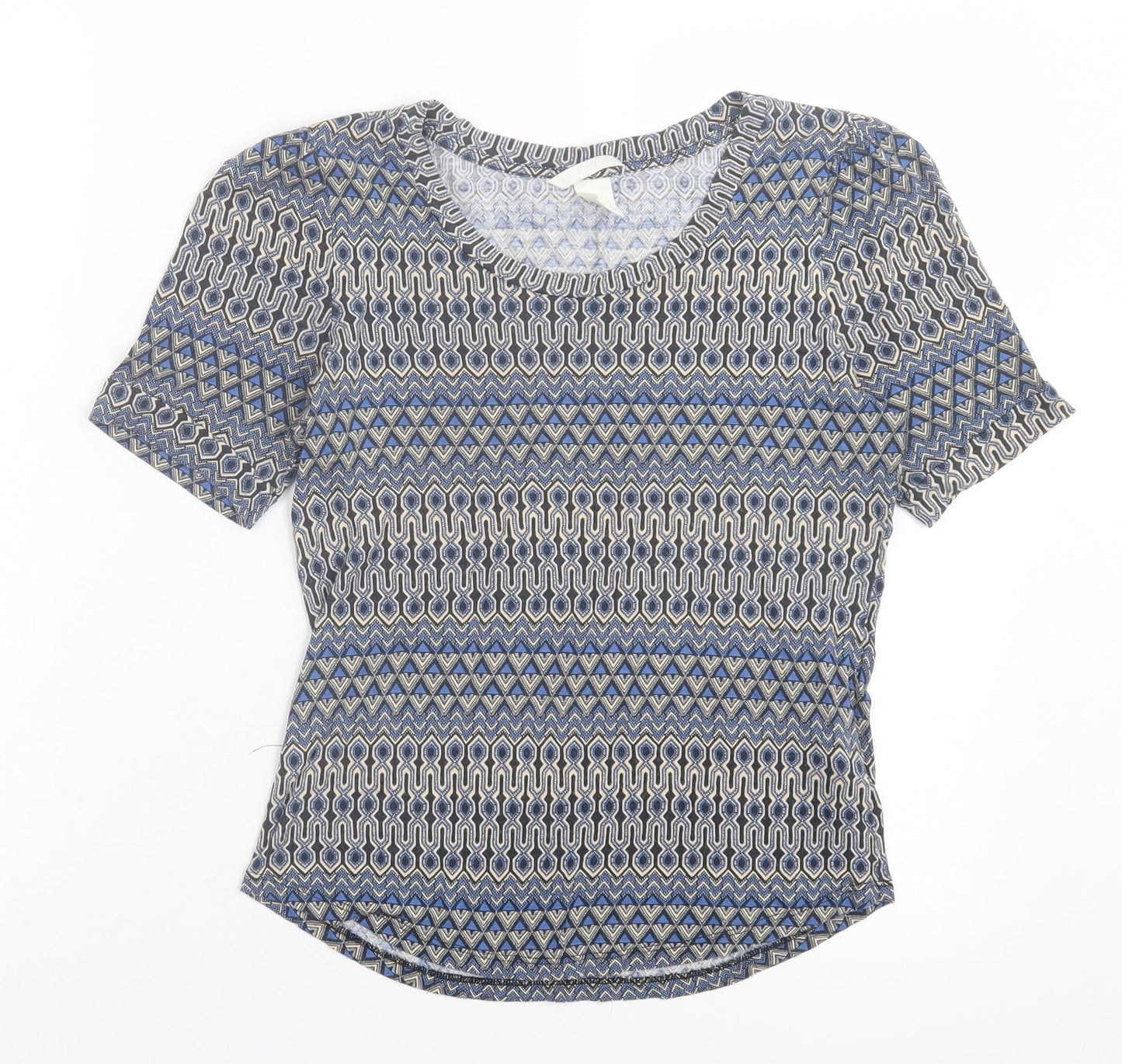 Womens UK Size S h7m Blue Basic T-Shirt