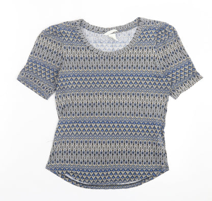Womens UK Size S h7m Blue Basic T-Shirt