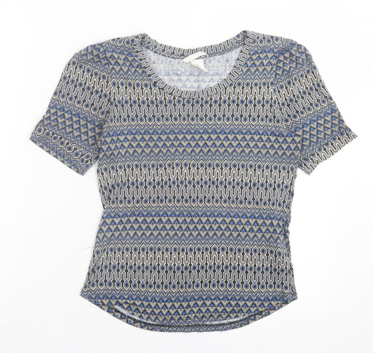 Womens UK Size S h7m Blue Basic T-Shirt