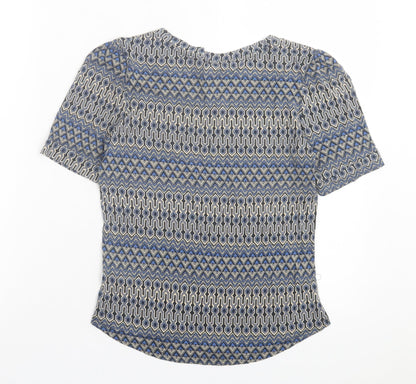 Womens UK Size S h7m Blue Basic T-Shirt