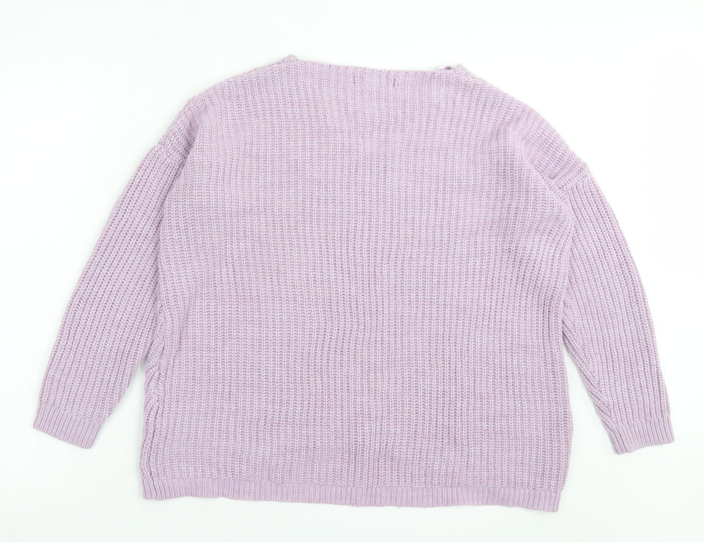 Primark Womens Purple V-Neck Acrylic Pullover Jumper Size XS