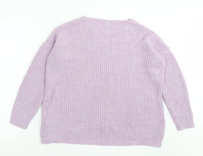 Primark Womens Purple V-Neck Acrylic Pullover Jumper Size XS