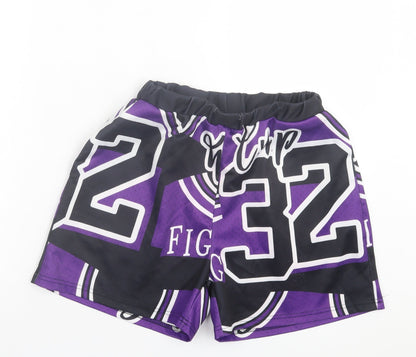 SheIn Womens Purple Geometric Polyester Sweat Shorts Size XS L4 in Regular
