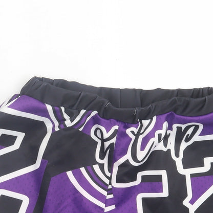 SheIn Womens Purple Geometric Polyester Sweat Shorts Size XS L4 in Regular