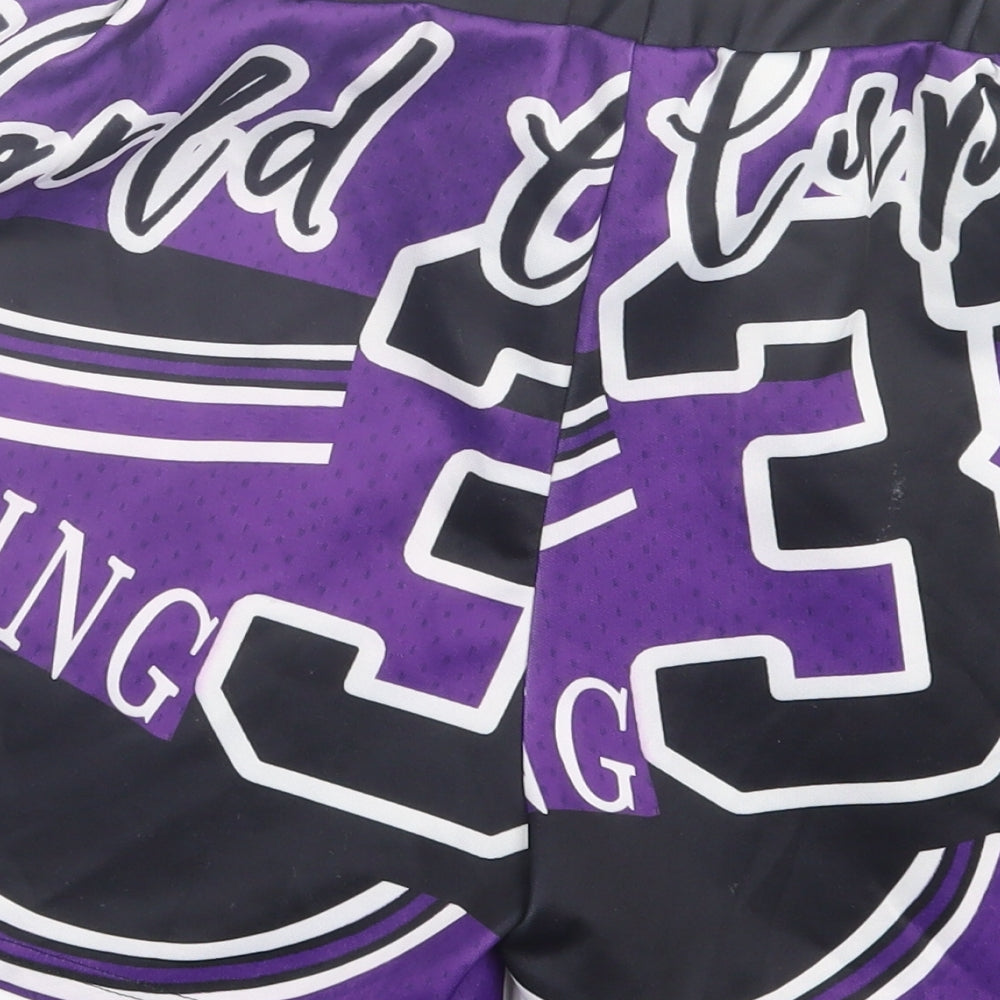 SheIn Womens Purple Geometric Polyester Sweat Shorts Size XS L4 in Regular