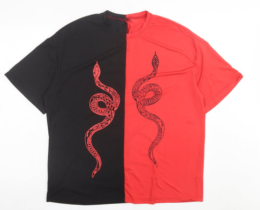 SheIn Womens Multicoloured Striped Polyester Basic T-Shirt Size S Crew Neck