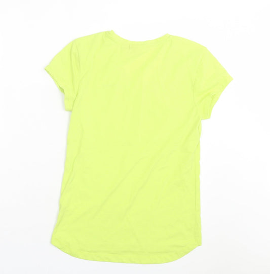 LA Gear Womens Green Polyester Basic T-Shirt Size 8 V-Neck