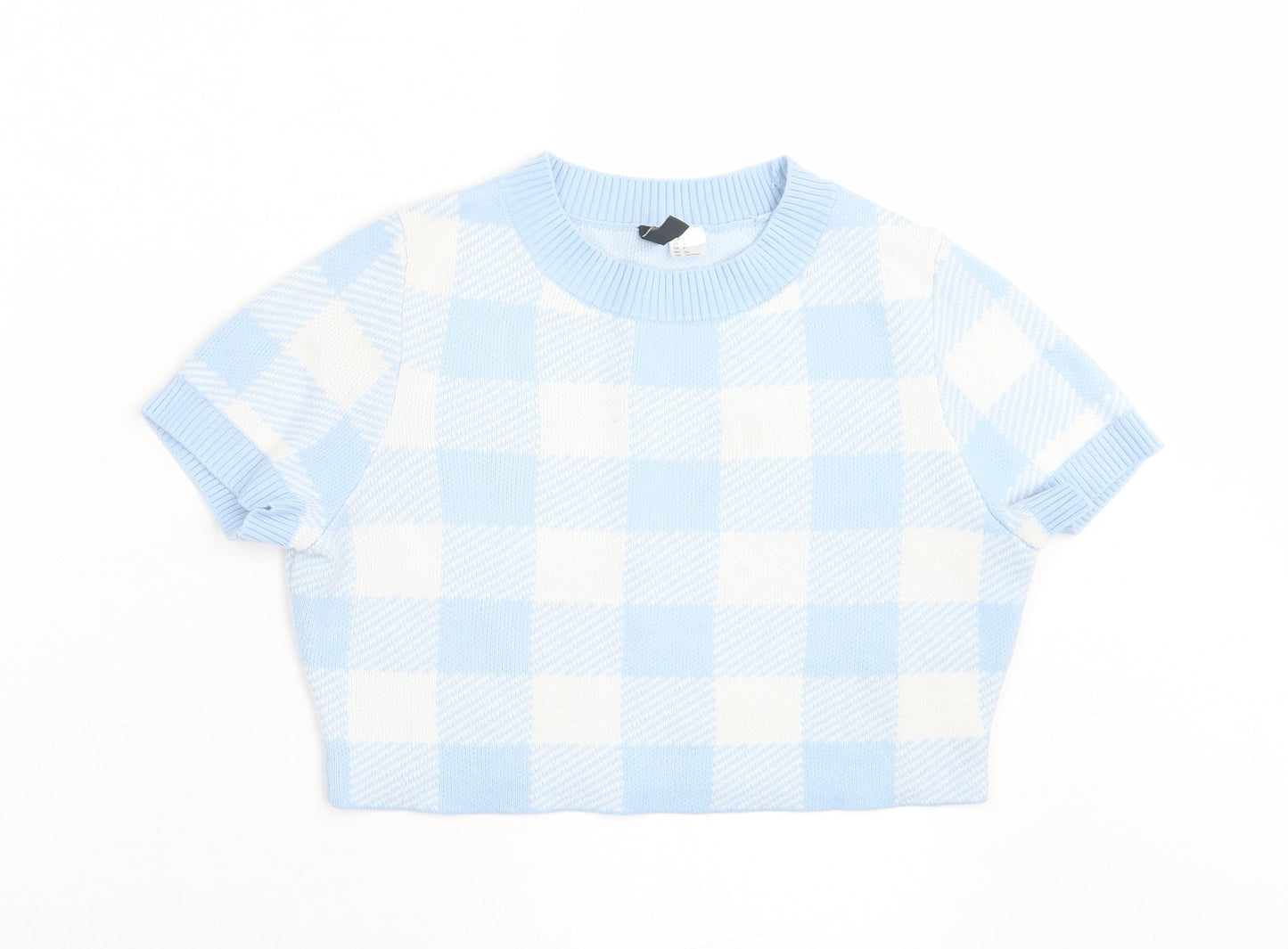 Womens UK Size S H&M Blue Cropped T-Shirt