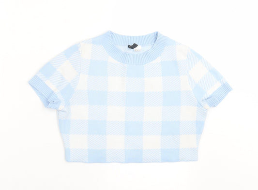 Womens UK Size S H&M Blue Cropped T-Shirt