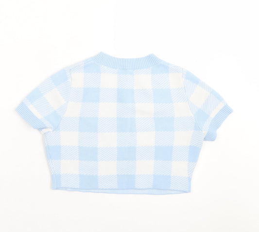 Womens UK Size S H&M Blue Cropped T-Shirt