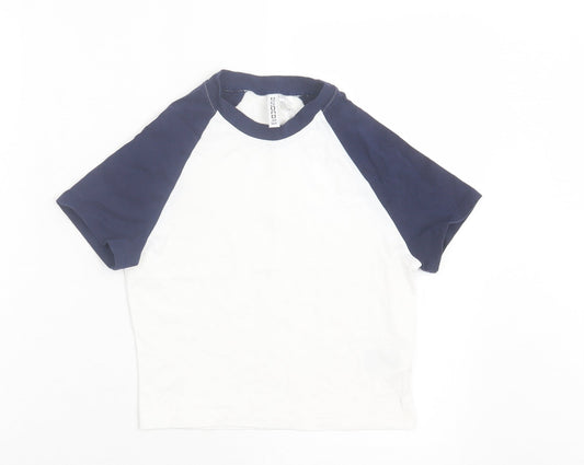 Womens UK Size M H&M Blue Cropped T-Shirt