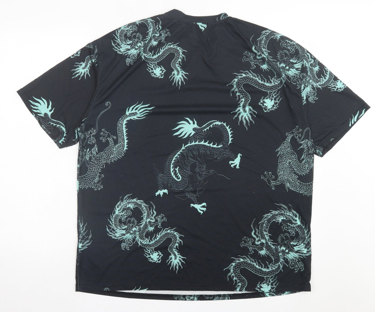 SheIn Womens Blue Geometric Polyester Basic T-Shirt Size XS Crew Neck