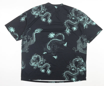 SheIn Womens Blue Geometric Polyester Basic T-Shirt Size XS Crew Neck