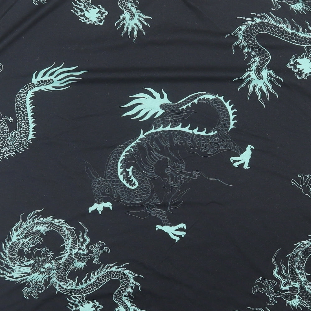 SheIn Womens Blue Geometric Polyester Basic T-Shirt Size XS Crew Neck