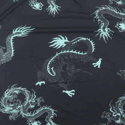 SheIn Womens Blue Geometric Polyester Basic T-Shirt Size XS Crew Neck