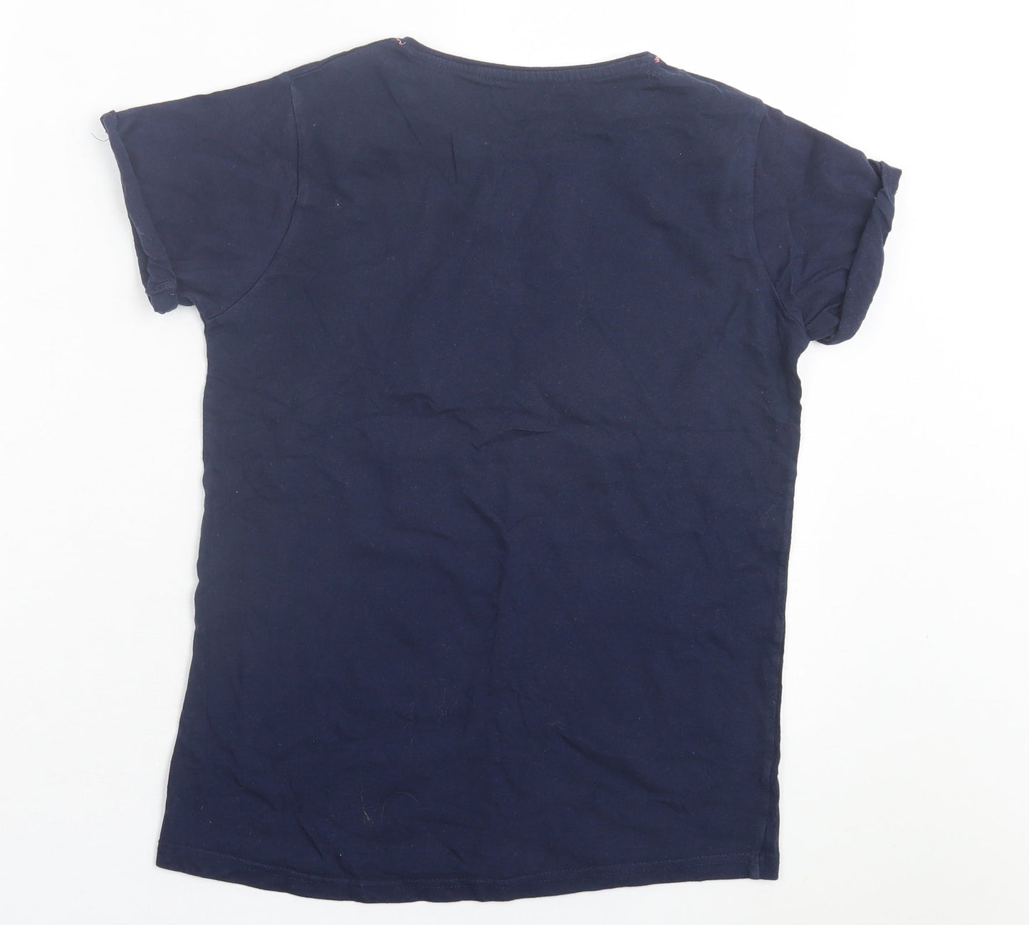Young Dimension Girls Blue Cotton Basic T-Shirt Size 12-13 Years Crew Neck Pullover